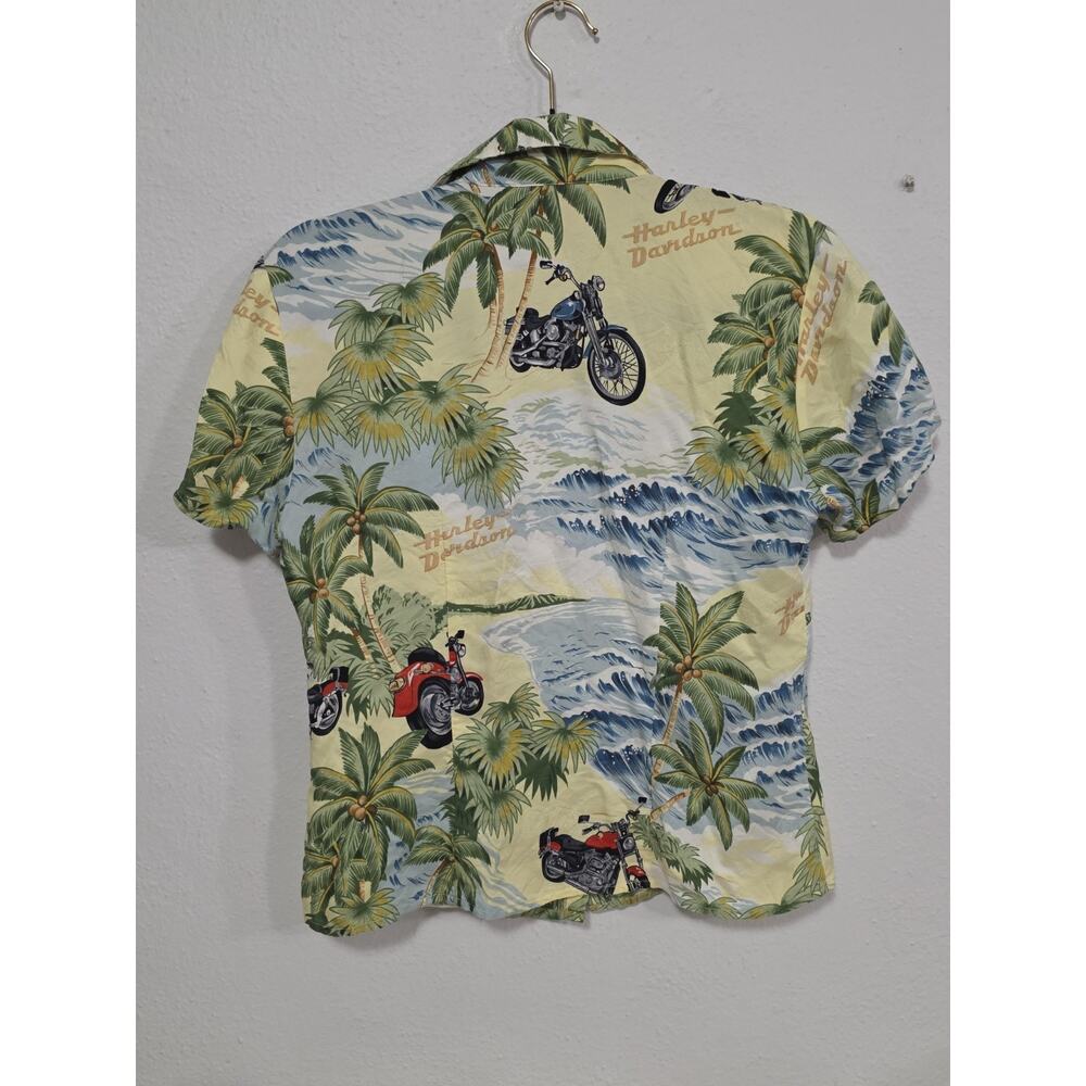 Vintage Harley-Davidson Tori Richard Hawaiian Shirt Women 100% Silk Size Small - Picture 3 of 8